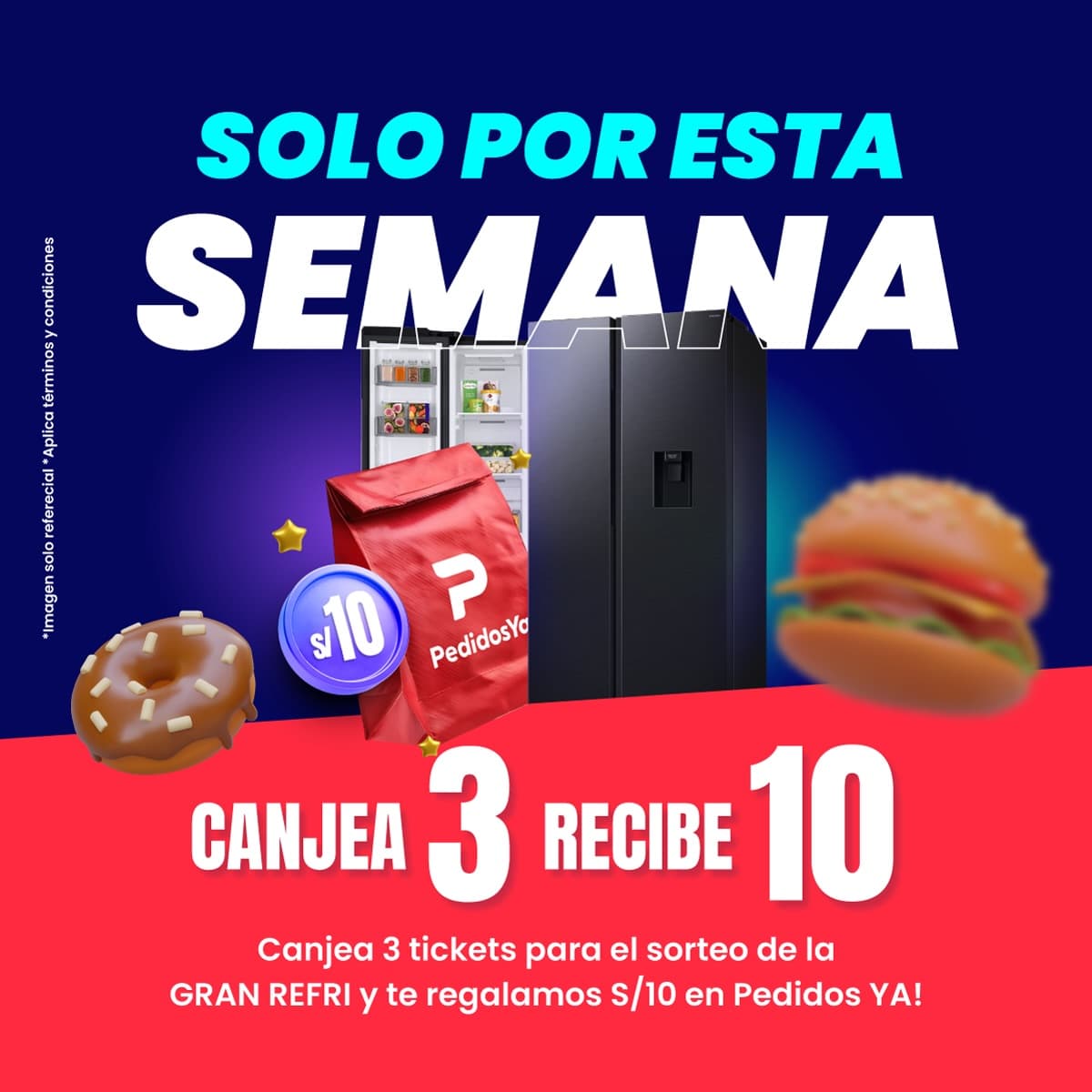 Sorteo refrigeradora + bono PedidosYa